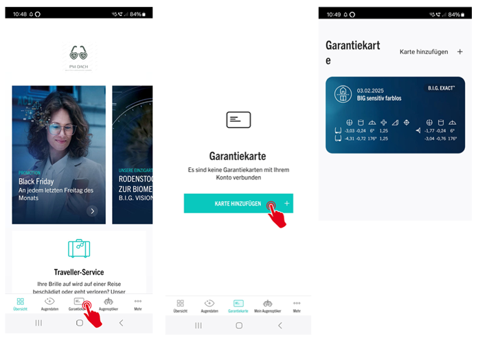 Einfügen Ihrer Servicekarte in die BIG Vision App 