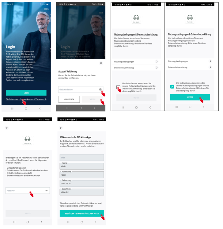 Registrierung B.I.G. VISION App 